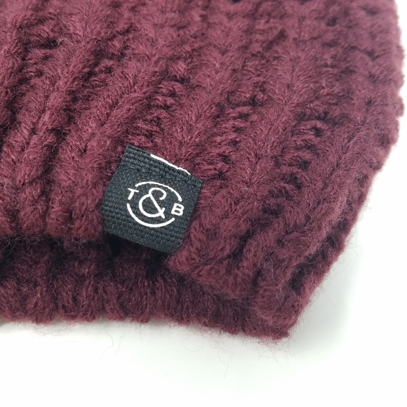 Treasure & Bond Burgundy Royale Knit Pom Beanie Hat - Picture 3 of 7